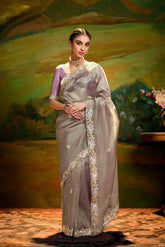 Purple and Beige Designer Saree LXSE0017